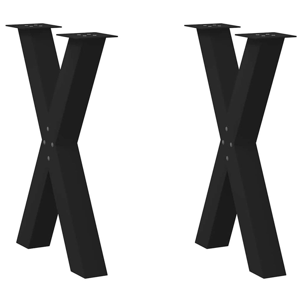 Pieds de table à manger en forme de x, 2 pièces, noir, 60 x (72-73) cm, acier