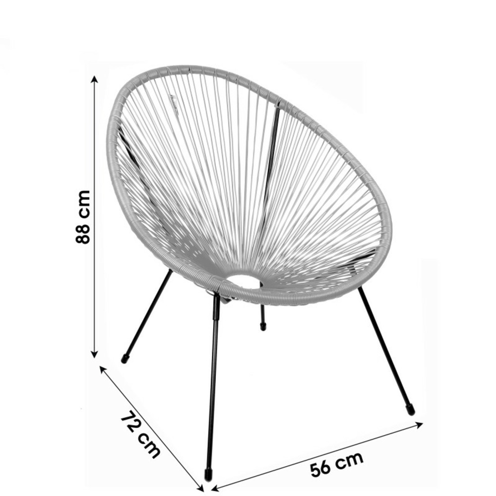 Fauteuil en résine et acier cabana gris clair 227009