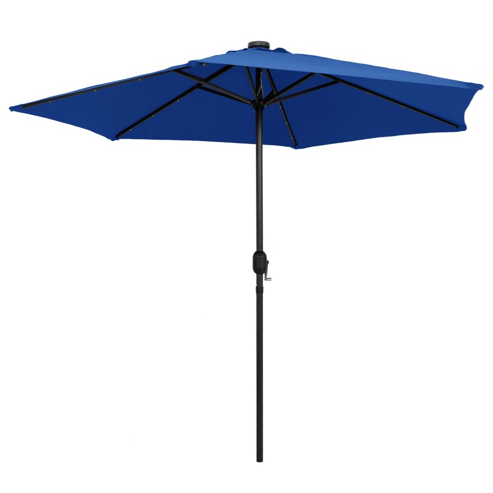 Parasol d'extérieur avec led et mât en aluminium 270 cm bleu
