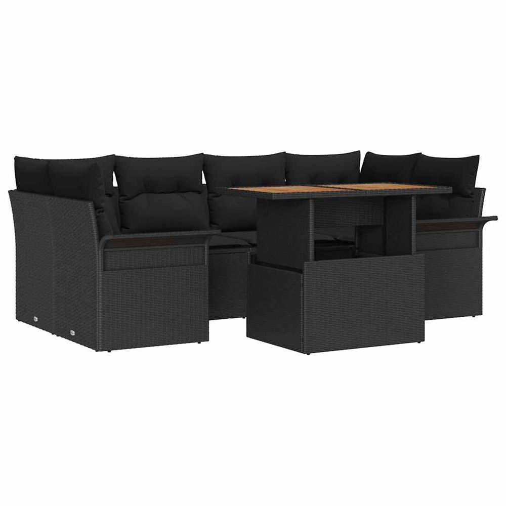 Ensemble de canapé de jardin 7 pc noir poly rotin