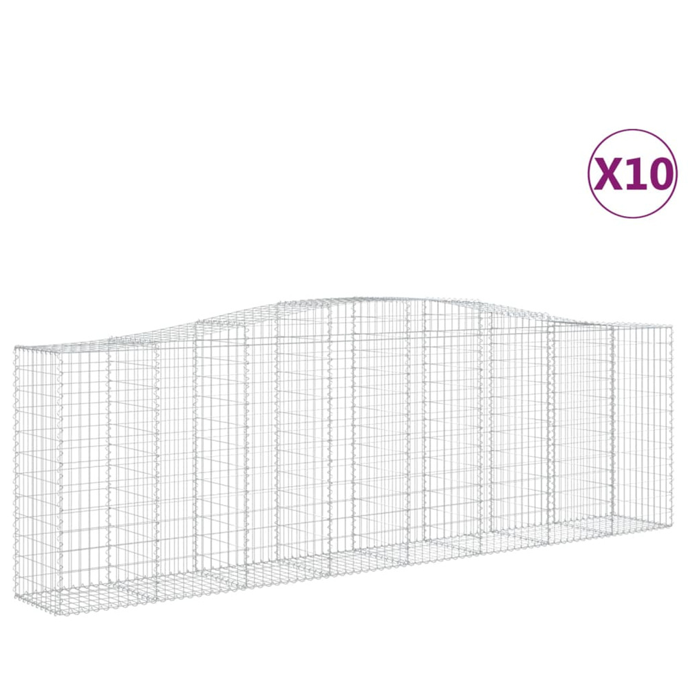 Paniers à gabions arqués 10 pcs 400x50x120/140 cm fer galvanisé