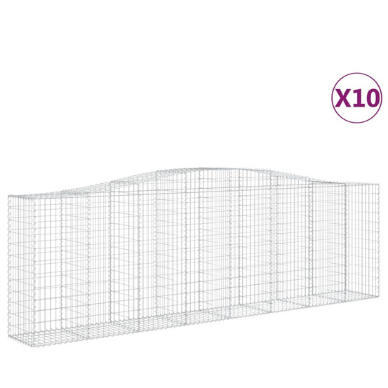 Paniers à gabions arqués 10 pcs 400x50x120/140 cm fer galvanisé