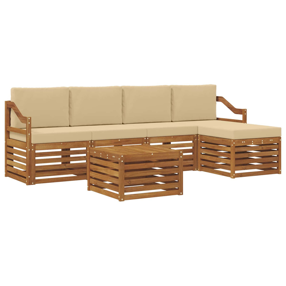 Ensembles de canapés avec coussin 6 pcs naturel et beige