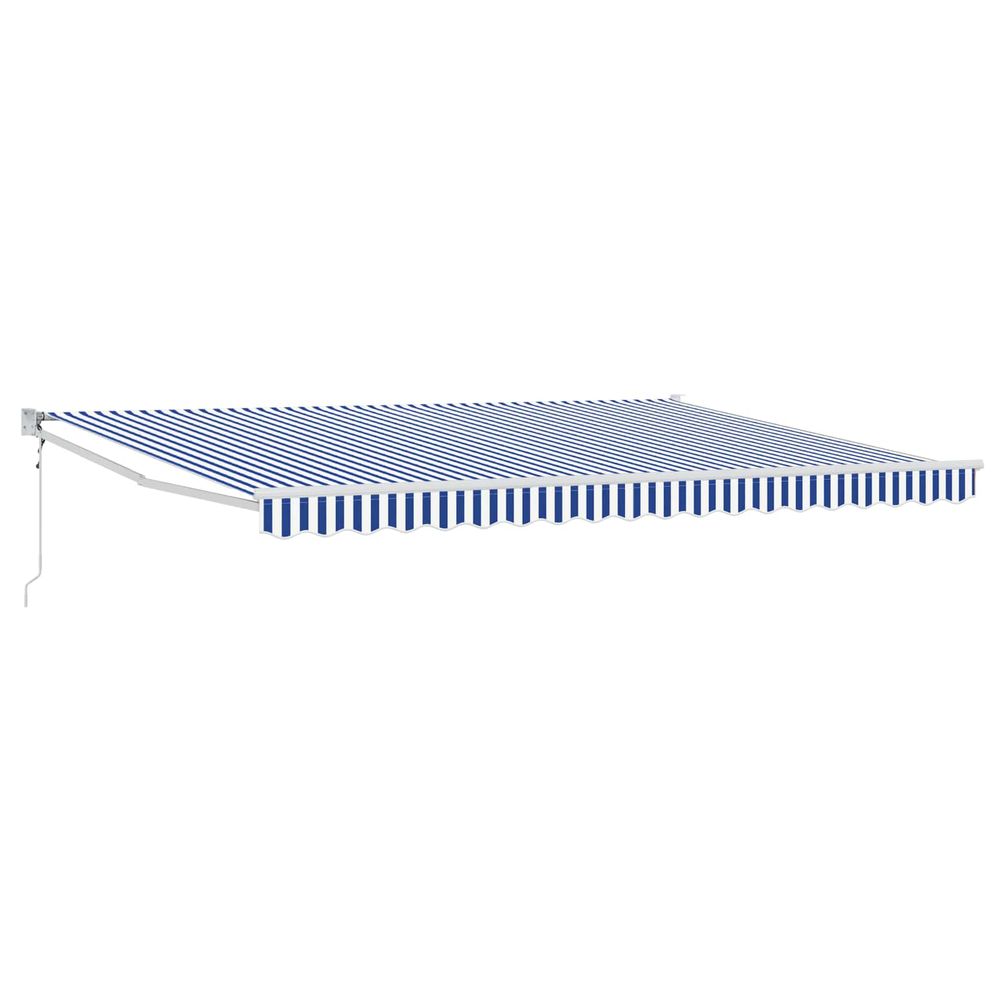 Auvent rétractable bleu et blanc 4 x 2 m polyester et métal