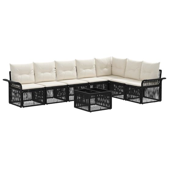 Ensemble de canapé de jardin 8 pc noir polyrotin