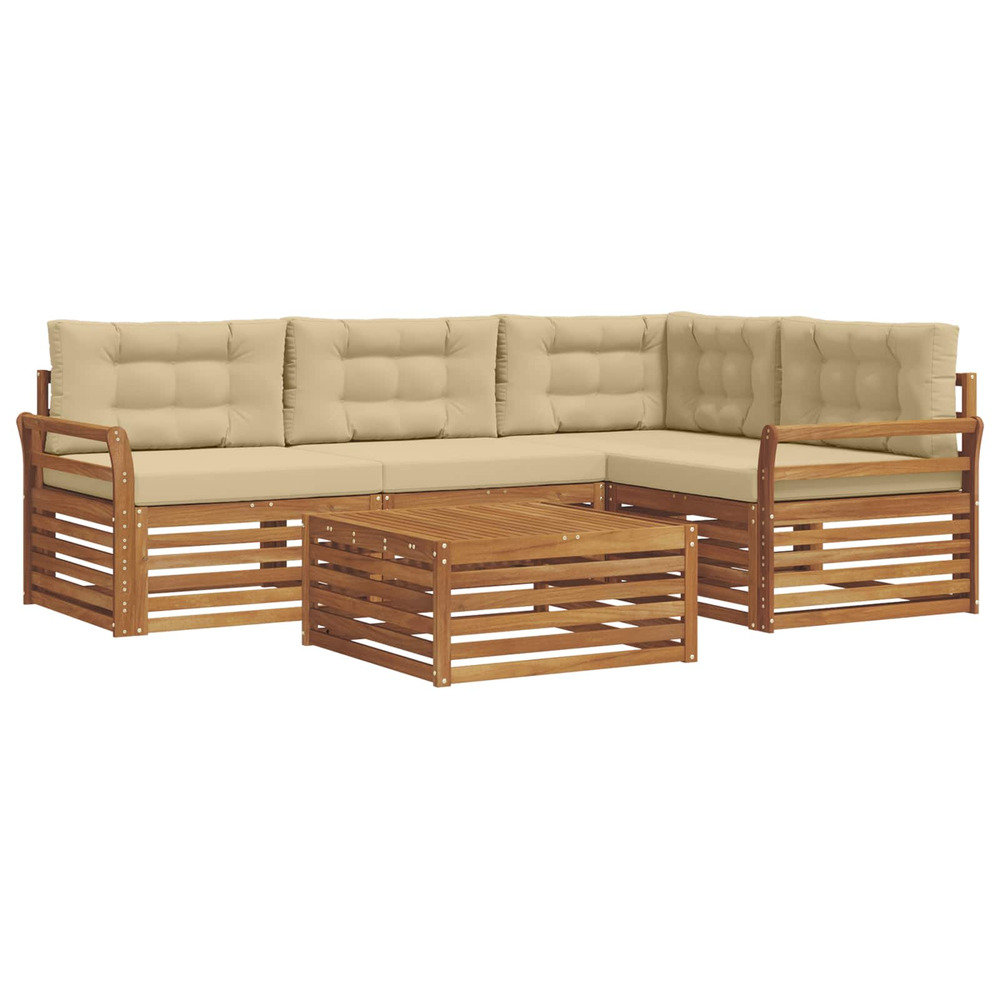 Ensemble de canapés d'extérieur 5 pcs naturel et beige