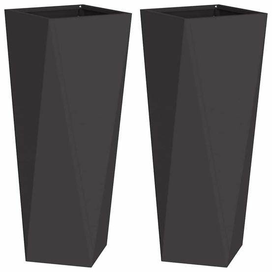 Jardinière d'extérieur 2 pcs noir 30 x 30 x 75 cm acier
