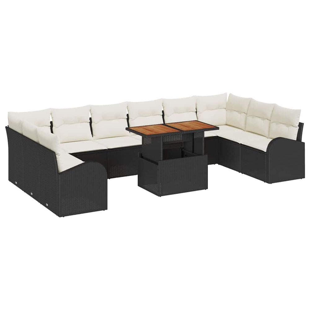 Ensemble de canapé de jardin 11 pc noir poly rotin