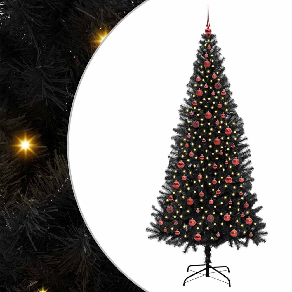 Sapin de noël avec 300 led avec support noir 210 cm pvc