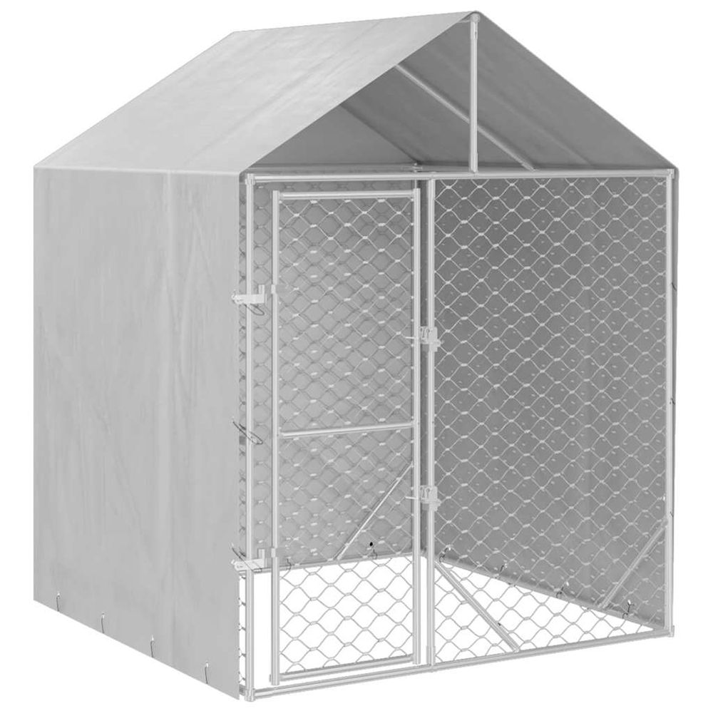 Chenil d'extérieur pour chiens avec toit argenté 2x2x2,5 m