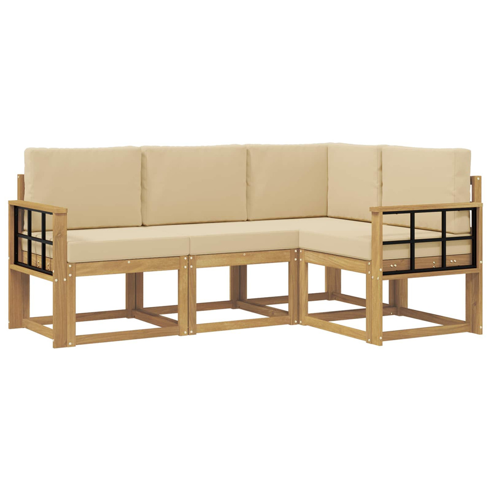 Ensemble de canapés d'extérieur 4 pcs blanc et beige