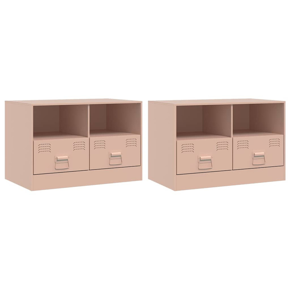 Meubles tv 2 pcs rose 67x39x44 cm acier