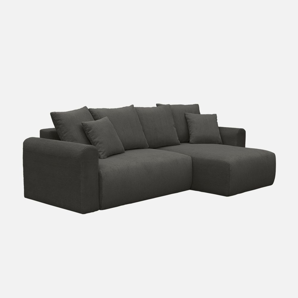 Canapé d'angle convertible réversible 3 places velours côtelé avec coffre de rangement - almo