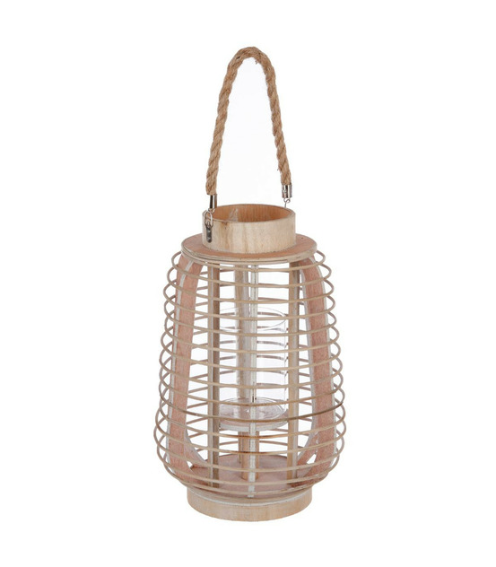 Lanterne photophore en rotin bougeoir en verre d 22 x h 33 cm