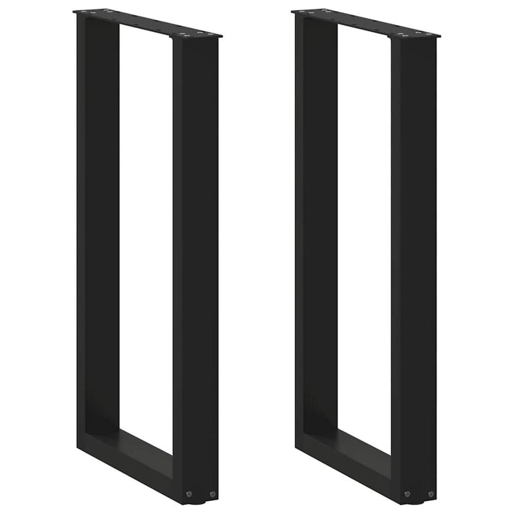 Pieds de table de bar en u, 2 pièces, noir, 50 x 90-91 cm, acier