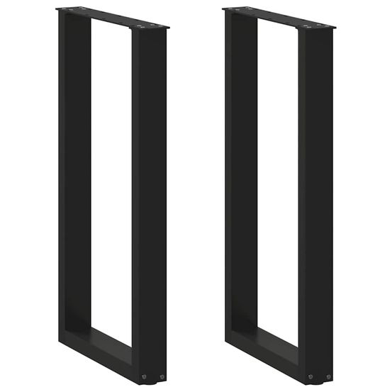 Pieds de table de bar en u, 2 pièces, noir, 50 x 90-91 cm, acier