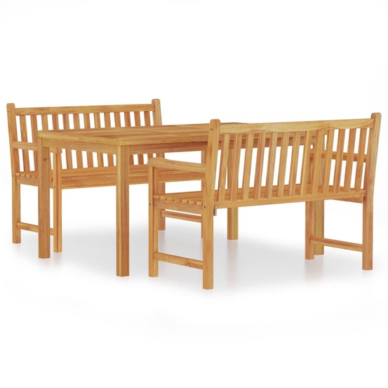 Ensemble à manger de jardin 3 pcs bois de teck massif