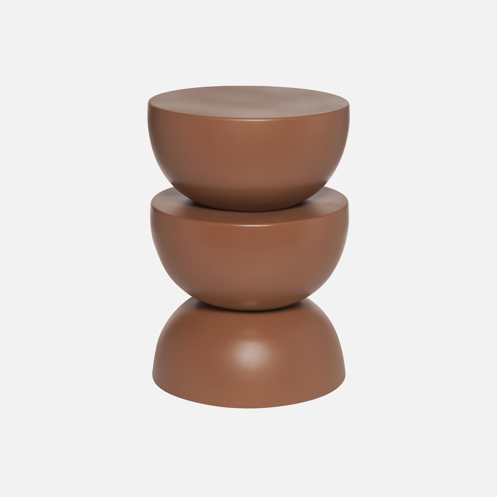 Table d'appoint. Bout de canapé. Table de chevet en métal. Terracotta. Coumba. Ø32 x h 46.5cm