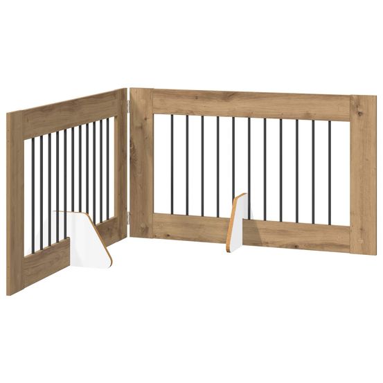 Porte de chien pliable avec supports 2 pc chêne artisanal
