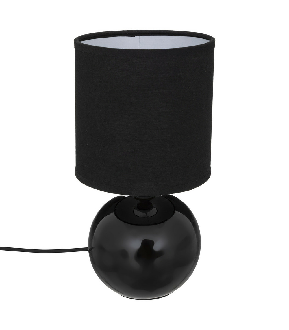 Lampe en céramique pied boule noir brillant