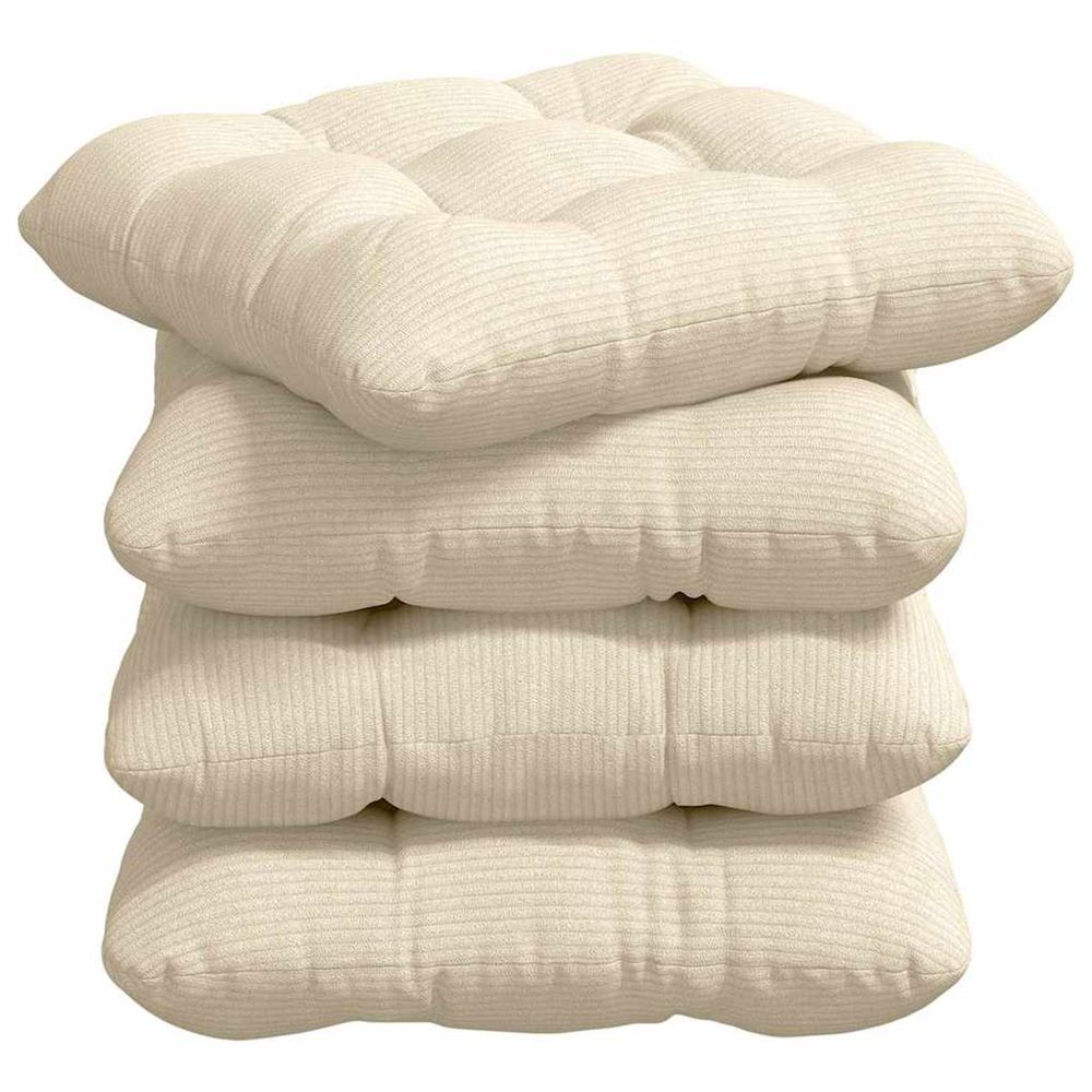 Coussins de siège 4 pc tissu en velours côtelé crème 40 x 40 cm