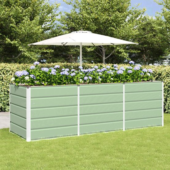 Potager surélevé xxl acier vert 240x80x75 cm bac de culture haut de gamme