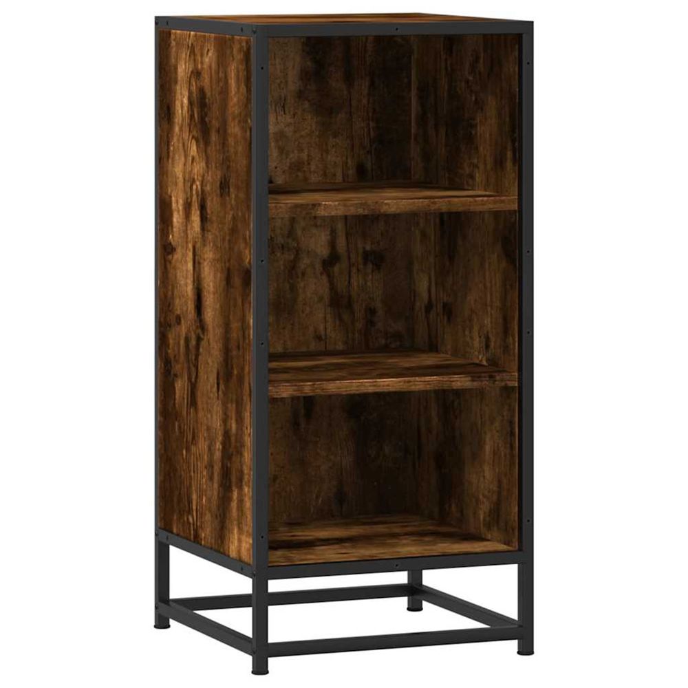 Buffet chêne fumé 35,5x35x76 cm bois d'ingénierie et métal
