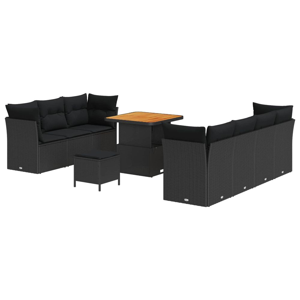 Ensemble de canapé de jardin 10 pc noir polyrotin
