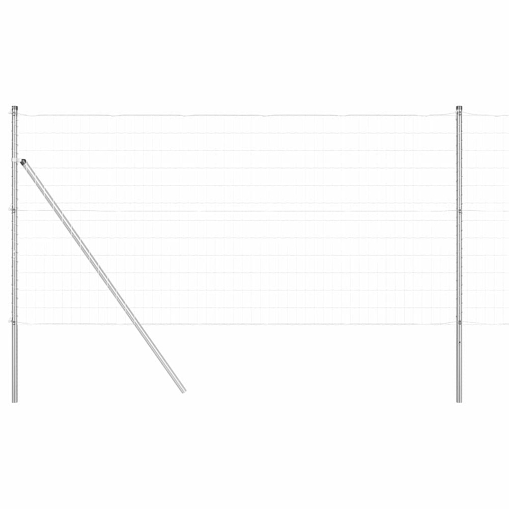 Clôture avec poteau argenté 1,2 x 25 m acier et pvc