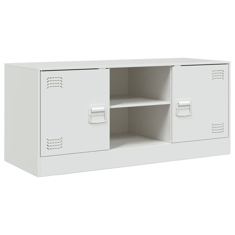 Meuble tv blanc 99x39x44 cm acier