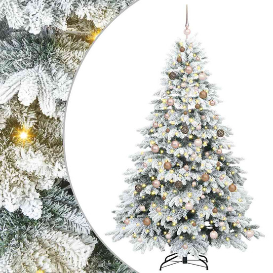 Sapin de noël artificiel avec 300 led blanc 210 cm pe et pvc