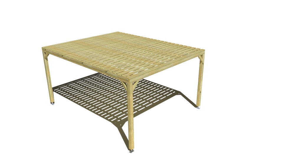 Pergola bois • 4m x 5m • indépendante • sens profondeur • platelage bois • livraison comprise