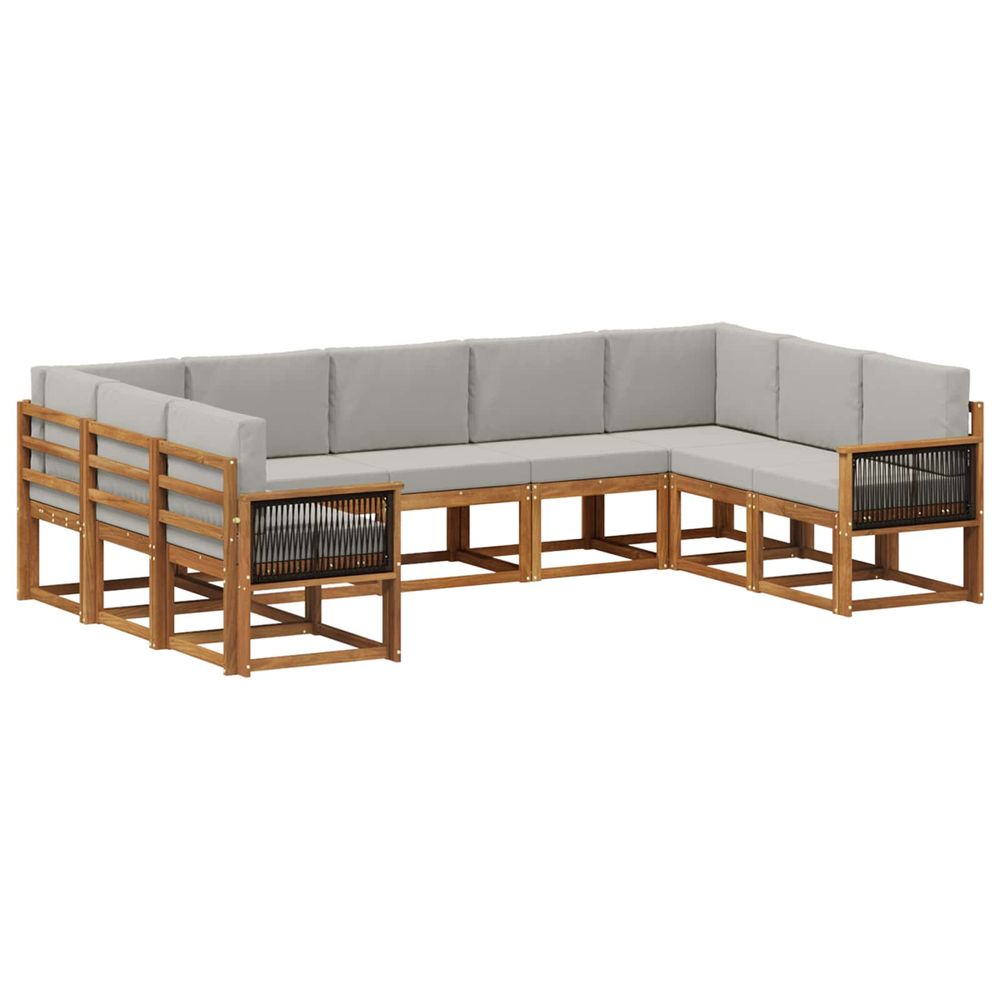 Ensemble de canapés d'extérieur 9 pc naturel et gris clair