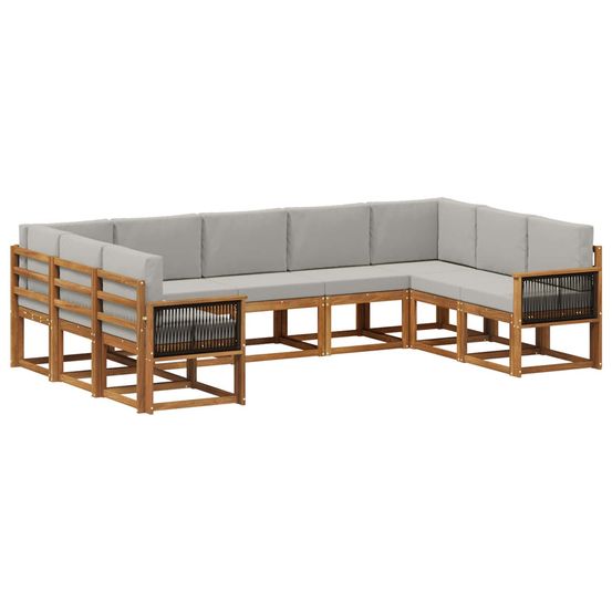 Ensemble de canapés d'extérieur 9 pc naturel et gris clair