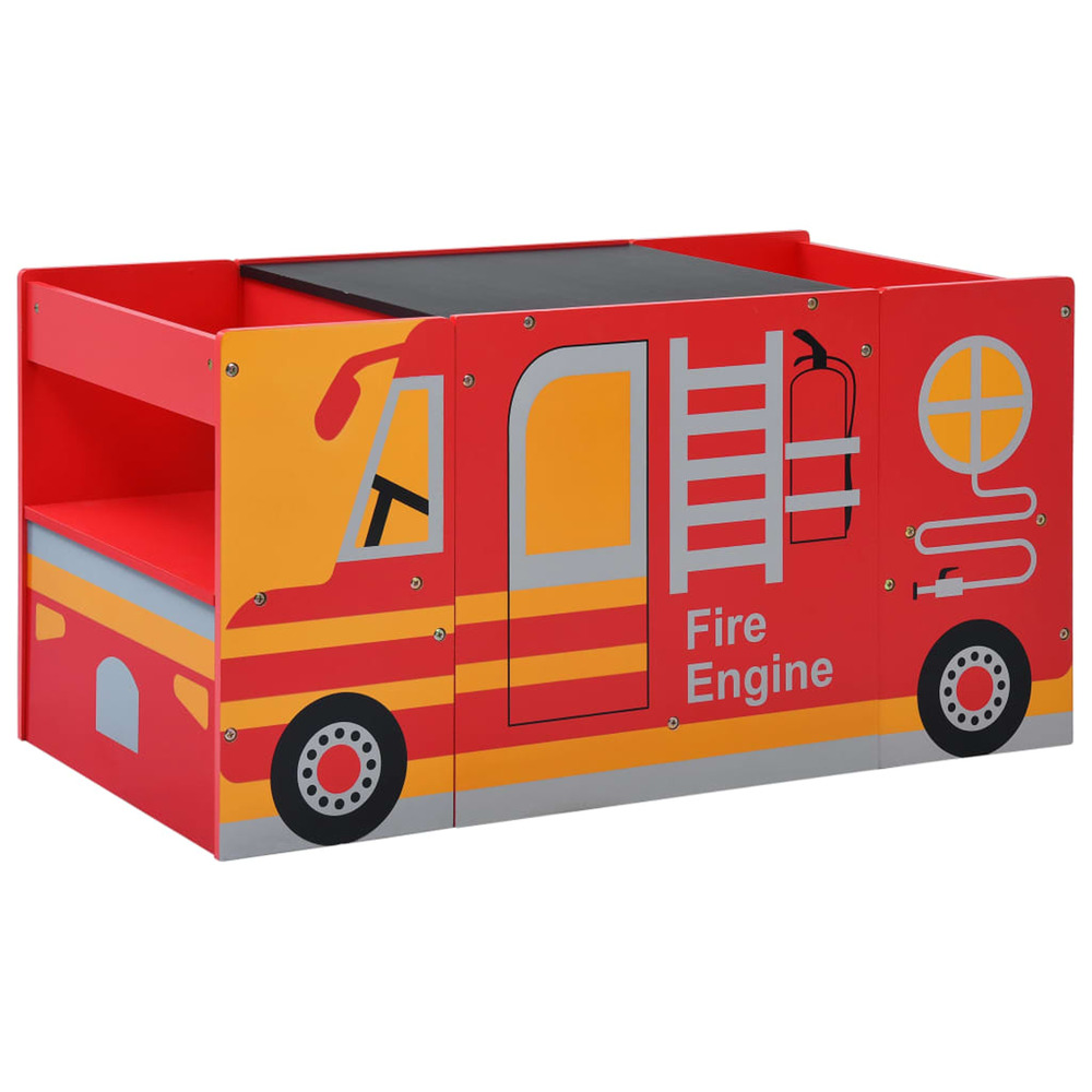 Jeu de table et chaises d'enfants 3 pcs camion de pompiers bois