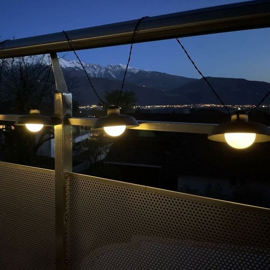 Guirlande solaire et secteur luna 50 lumens 10 ampoules blanc chaud avec abat jour