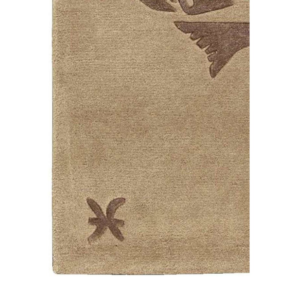 Tapis entrée 70x130 fait main en laine beige rectangle motif géométrique pisces