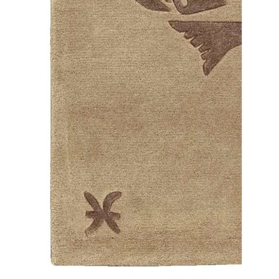 Tapis entrée 70x130 fait main en laine beige rectangle motif géométrique pisces