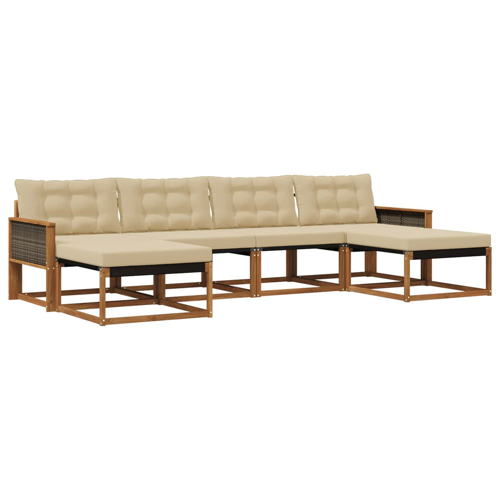 Ensemble de canapés d'extérieur 6 pcs naturel et beige