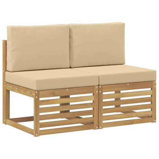 2 pièce sofa de milieu extérieur bois d'acacia massif blanc
