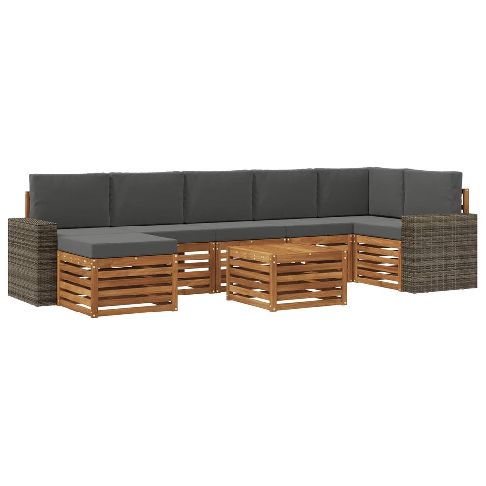 Ensemble de canapés d'extérieur 8 pc naturel et anthracite