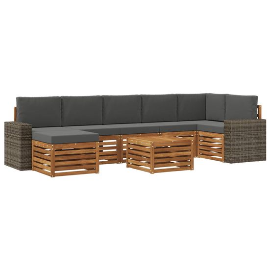 Ensemble de canapés d'extérieur 8 pc naturel et anthracite