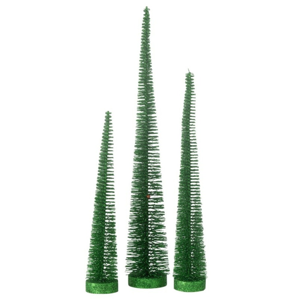 Lot de 3 sapins de noël artificiel en plastique vert 10x10x41 cm h41