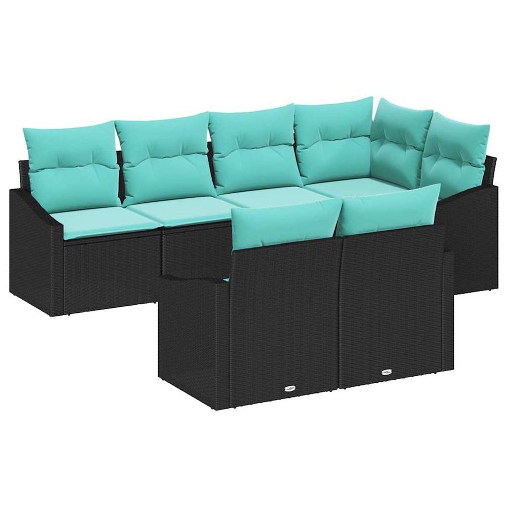 Ensemble de canapés 7 pc noir polyrotin