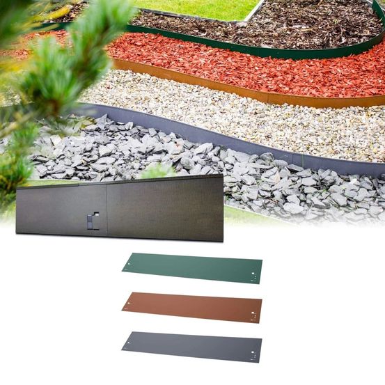 Bordure de jardin en métal hauteur 13,5-18,5 cm longueur 120 cm | bordure jardin, couleur: gris; taille: 10 pièces 13.5 cm