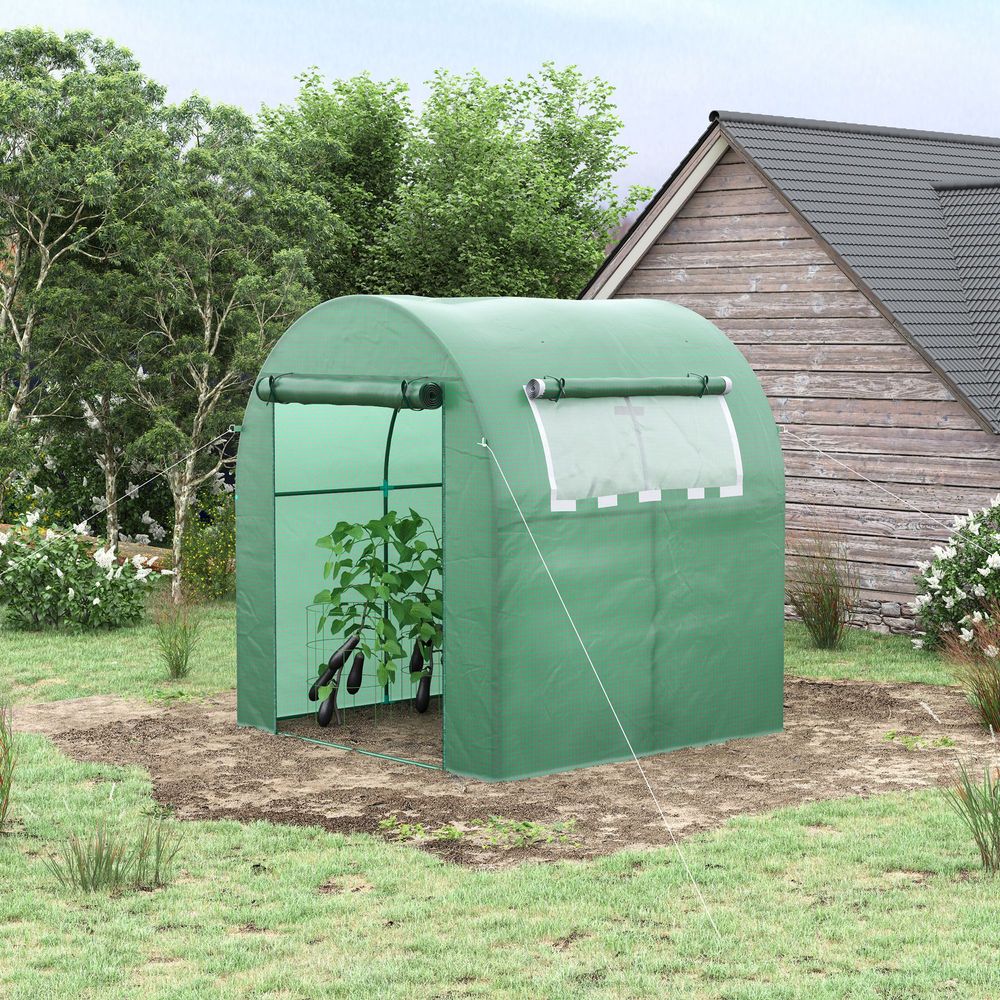 Serre de jardin bâche pe acier pour plantes et légumes protection uv 180x180x200cm vert - comfortxl outdoor living