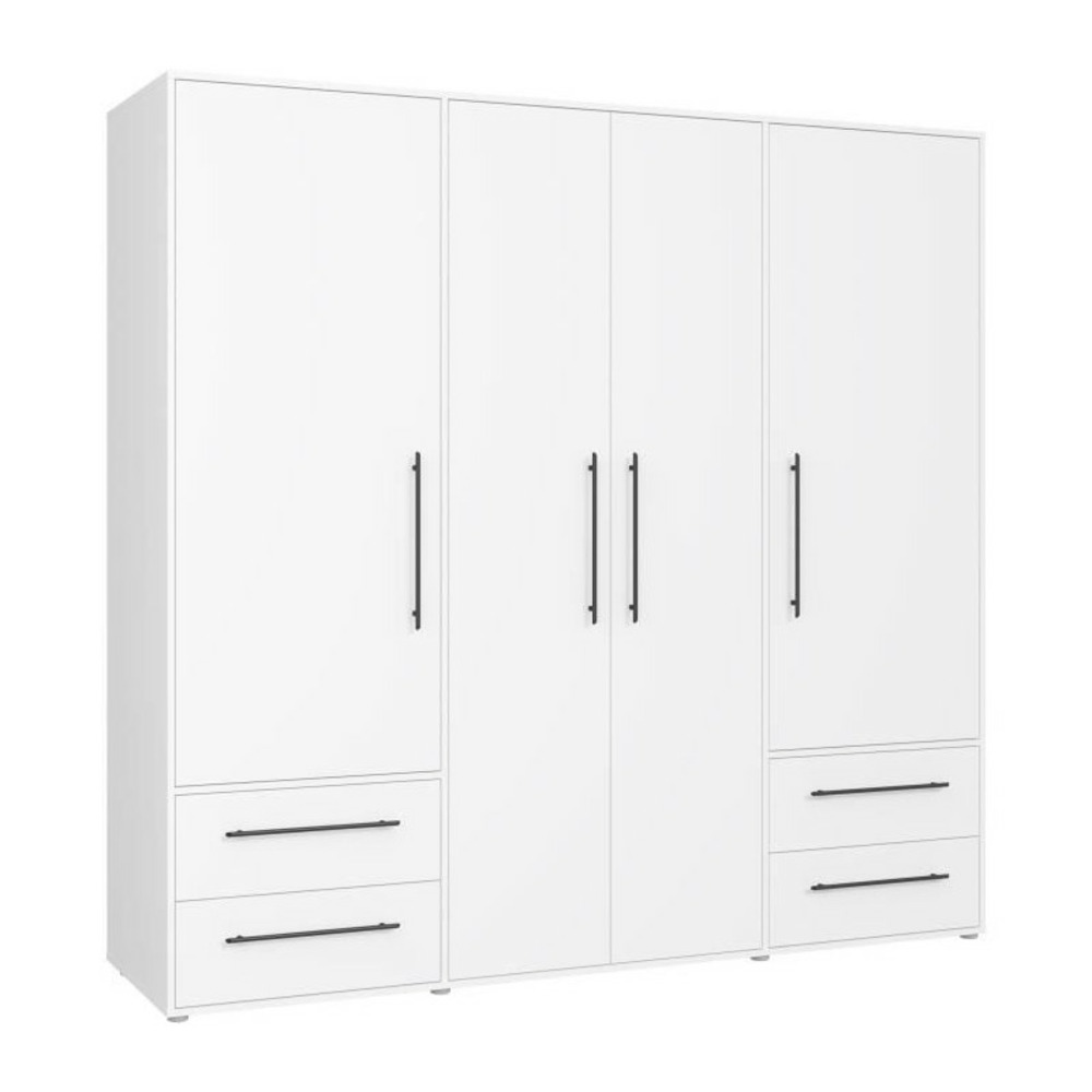 Armoire de chambre - mokkaris - blanc mat - 4 portes - 205,9 x 58,8 x 200,1 cm