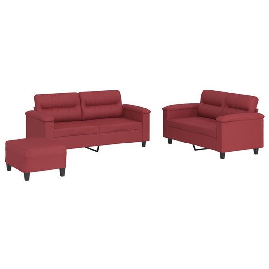 Ensemble de canapés 3 pcs et coussins rouge bordeaux similicuir