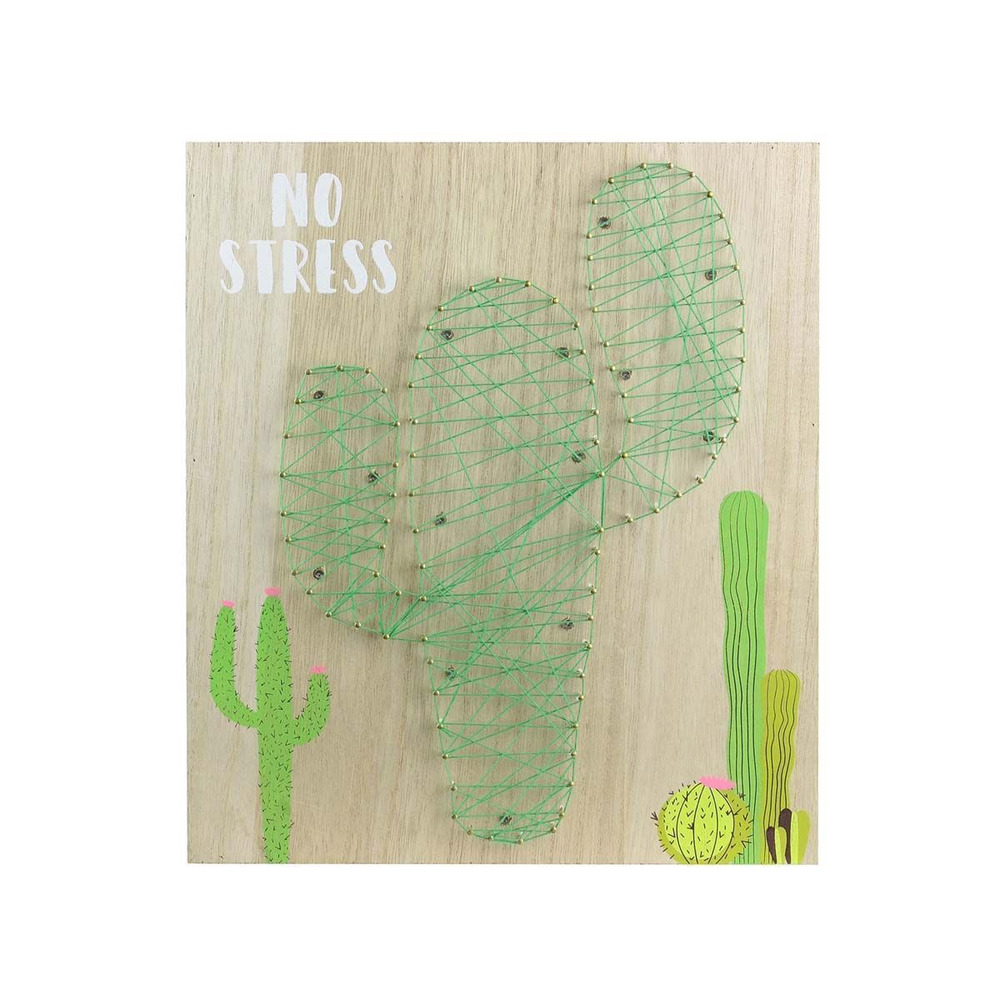 Cactus lumineux sur chassis en bois no stress 35 cm