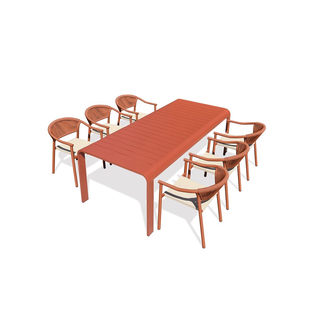 Ensemble repas hanoi 6 places en aluminium - terracotta